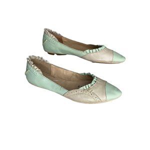 Terra Plana Womens Slip Ons Flats Green Ivory Leather Size EU 36 US 6